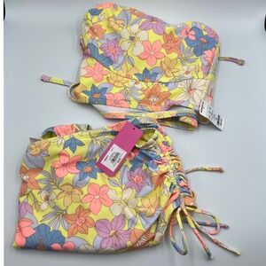 NWT Ninety Nine Degrees‎ Womens Plus size Bikini yellow Floral Swimwear 3x 2 pc